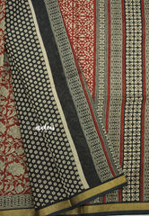 Kalanjali chanderi silk cotton kalamkari floral prints - Deep Maroon