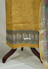 Amitha – Mustard Glow - Chanderi Silk with Kalamkari Prints and Kantha Stitch Work Salwar Suit