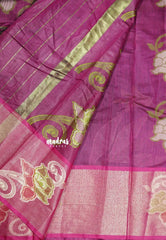 Moonlit Purple - Chandrika - Ikkat Pochampally Silk cotton with Tissue border