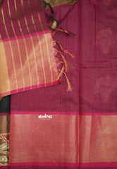 Chandrika - Ikkat Pochampally Silk cotton with Tissue border - Black - Madras Sarees 