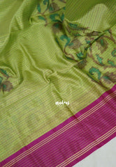 Light Kelly Green - Chandrika - Ikkat Pochampally Soft Silk Muthukattam with Rettapet Border - Best for Small Functions