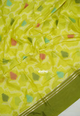 Neon Green - Chandrika - Ikkat Pochampally Soft Silk with Zari Border - Best for Office Wear | Casual Wear