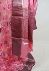 Peach Pink - Chandrika - Ikkat Pochampally Soft Silk with Zari Border - Best for Office Wear | Casual Wear