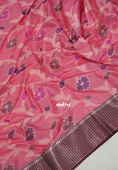 Peach Pink - Chandrika - Ikkat Pochampally Soft Silk with Zari Border - Best for Office Wear | Casual Wear