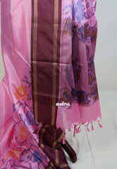 Rose Pink - Chandrika - Ikkat Pochampally Soft Silk with Rettapet Border - Best for Small Functions