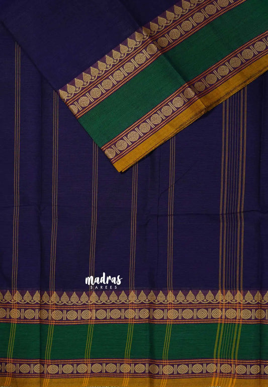 Violet Purle - Chettinad cotton plain body with multiborder rudraksham