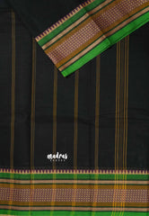 Black - Chettinad cotton plain body with small temple border