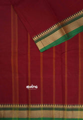 Maroon - Chettinad cotton plain body with small temple border