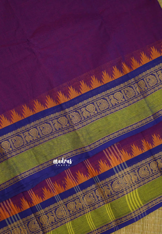 Contemporary chettinad with traditional double border - Purple