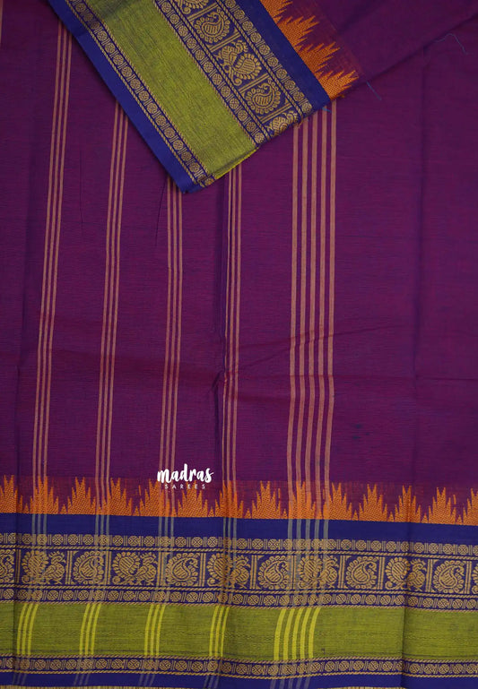 Contemporary chettinad with traditional double border - Purple