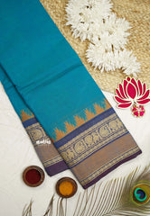 Contemporary chettinad with traditional double border - Ananda blue