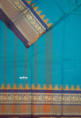 Contemporary chettinad with traditional double border - Ananda blue