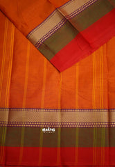 Contemporary chettinad cotton orange with petti border