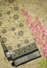 Blended linen cotton chikku and black combo - Design 3