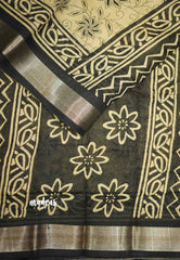 Blended linen cotton chikku and black combo - Design 3