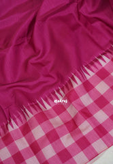Magenta Pink - Chitraleka - Semi Tussar Silk with Checks Border | Perfect for Small Functions