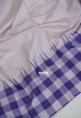 Creamy Lilac - Chitraleka - Semi Tussar Silk with Checks Border | Perfect for Small Functions