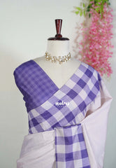 Creamy Lilac - Chitraleka - Semi Tussar Silk with Checks Border | Perfect for Small Functions
