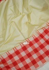 Creamy Butter - Chitraleka - Semi Tussar Silk with Checks Border | Perfect for Small Functions