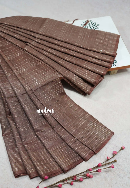 Chocolate Brown - Silk Linen saree
