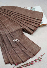 Chocolate Brown - Silk Linen saree