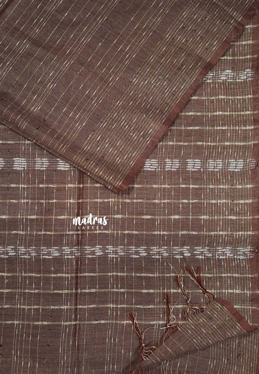 Chocolate Brown - Silk Linen saree