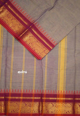 Classic kanchi cotton Yazhi border  - Grey