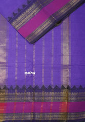 Royal Orchid - Classic Kanchi cotton Saree Plain body with Rettapetta & Temple Border -  Best for Temple Visit