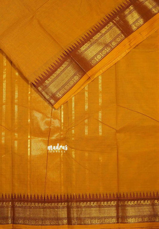 Mustard yellow - Classic Kanchi cotton temple border