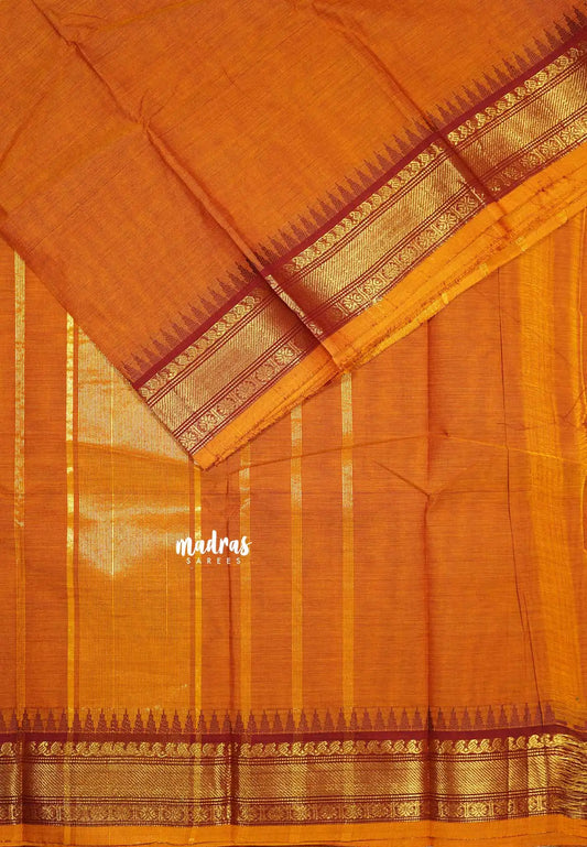 Mustard orange - Classic Kanchi cotton temple border