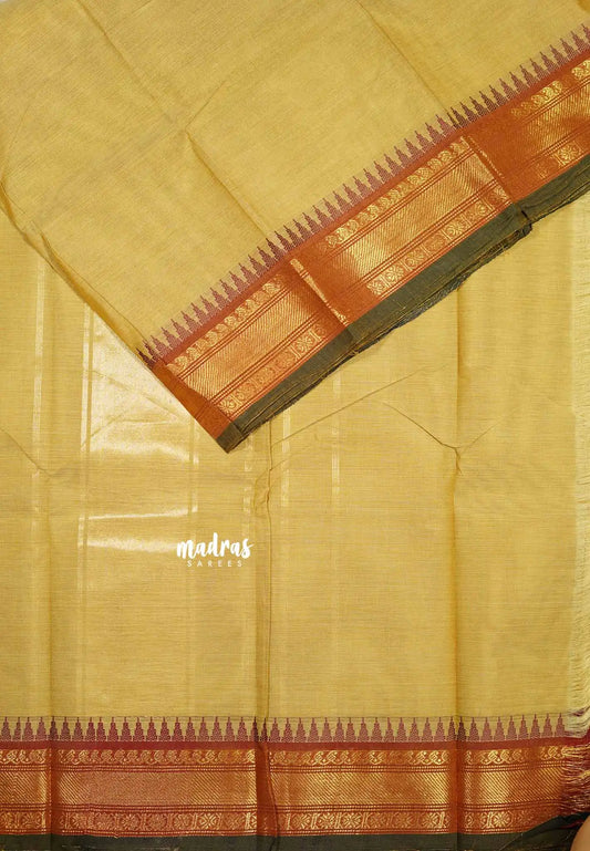 Mild Sandal - Classic Kanchi cotton temple border
