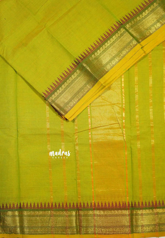 Lime green - Classic Kanchi cotton temple border