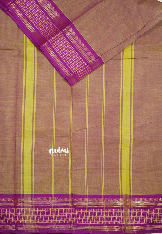 Muted purple - Classic Kanchi cotton kattam border
