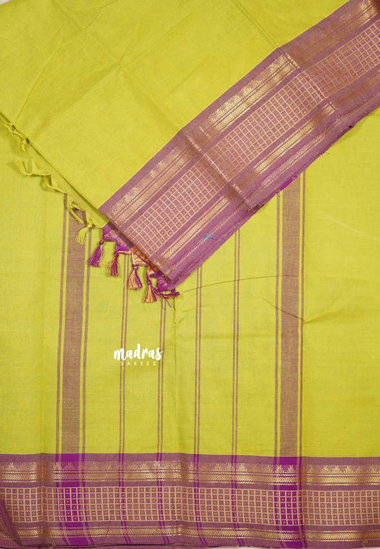 Pear green - Classic Kanchi cotton kattam border