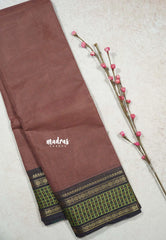 Mild Onion Pink - Classic Kanchi cotton Saree Plain body with Rudraksham and checks Border