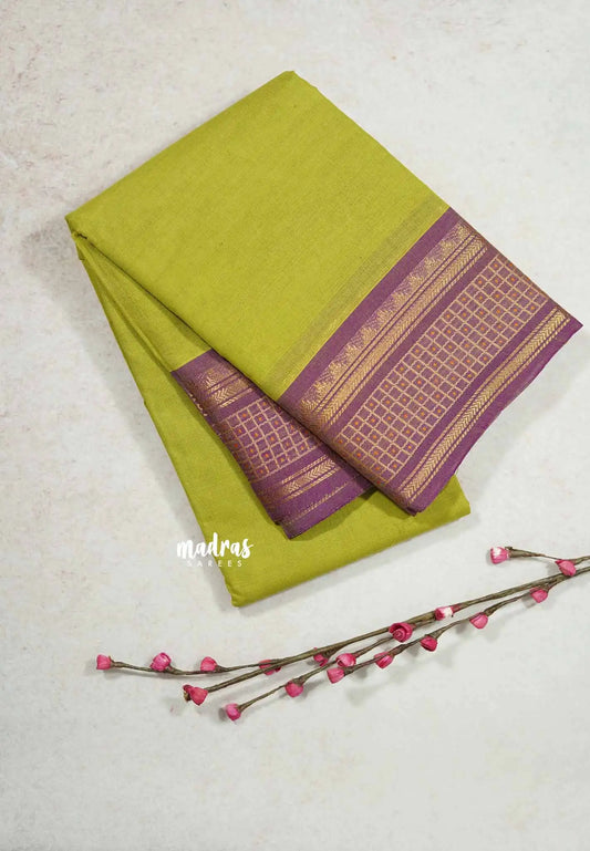 Pear green - Classic Kanchi cotton kattam border