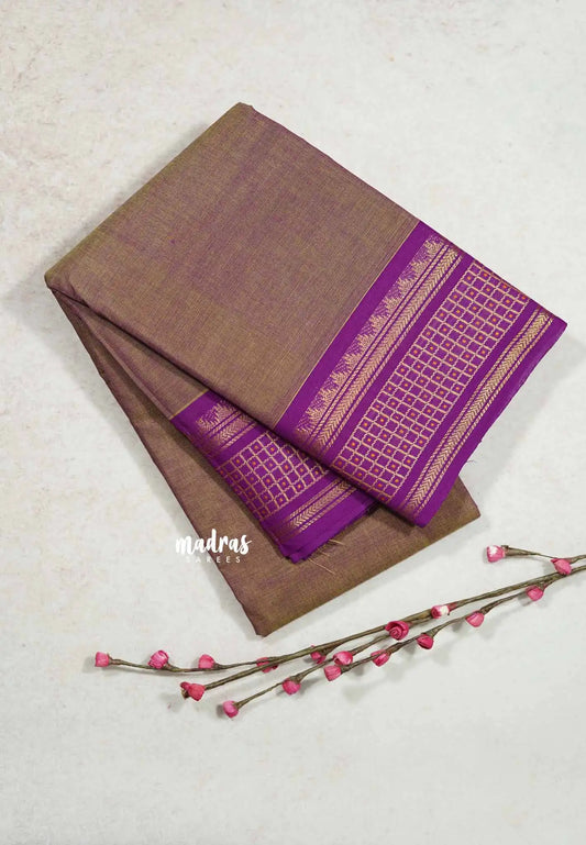 Muted purple - Classic Kanchi cotton kattam border