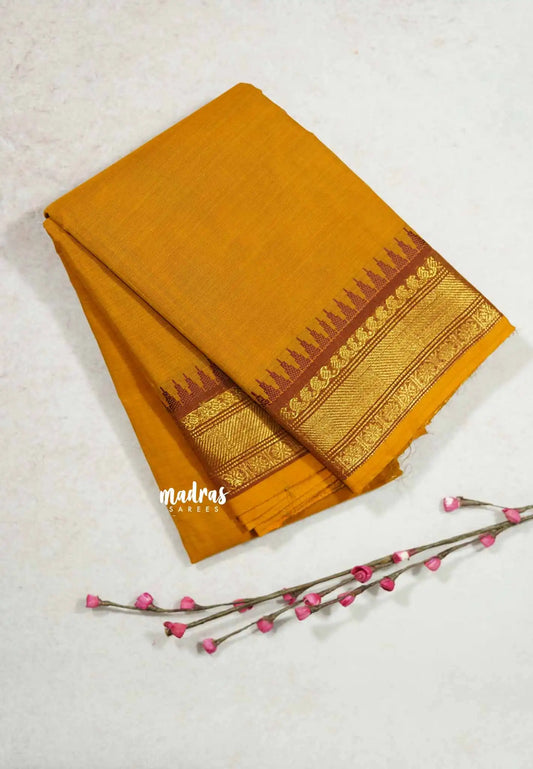 Mustard yellow - Classic Kanchi cotton temple border