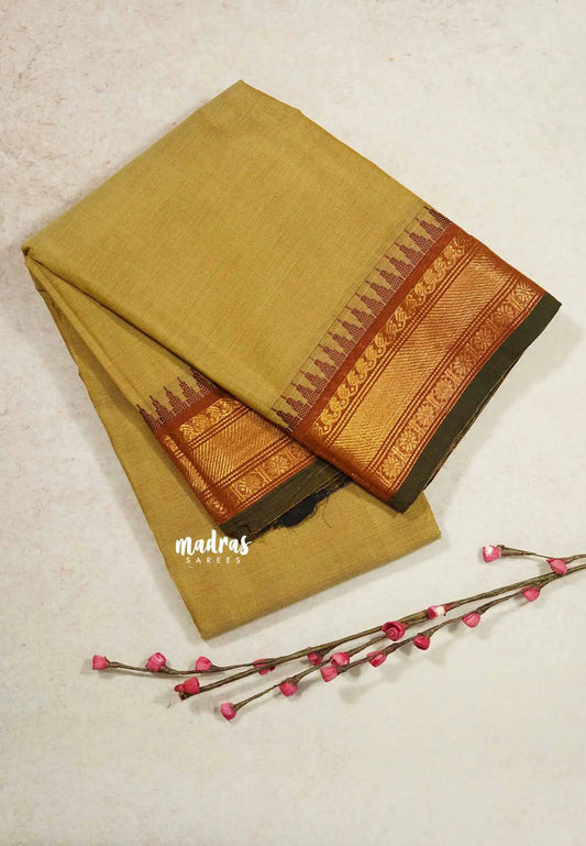 Mild Sandal - Classic Kanchi cotton temple border