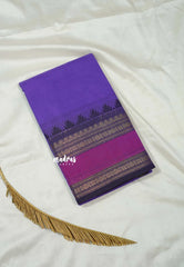 Royal Orchid - Classic Kanchi cotton Saree Plain body with Rettapetta & Temple Border -  Best for Temple Visit