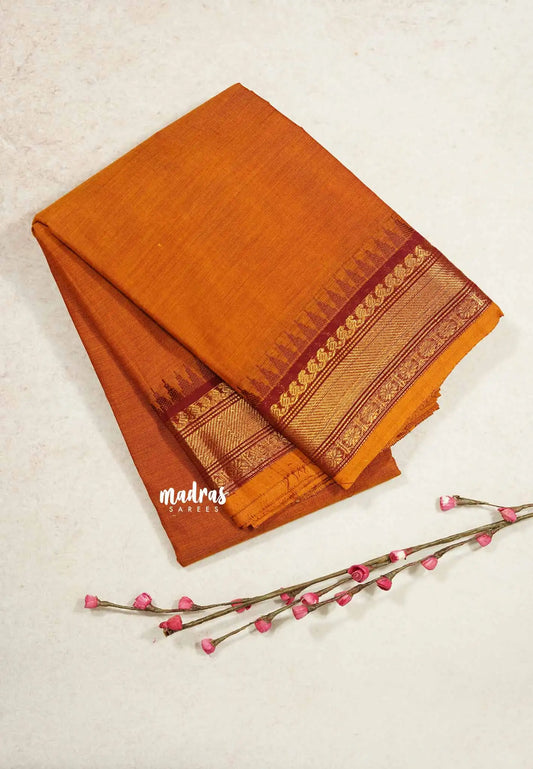 Mustard orange - Classic Kanchi cotton temple border