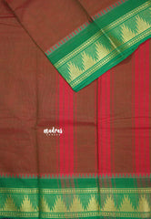 Brown - Classic Kanchi cotton big temple border - Best for Temple Visit