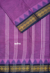 Onion Purple - Classic Kanchi cotton Saree Plain body with Rudrakshma and Big Temple Border - Best for Temple Visit