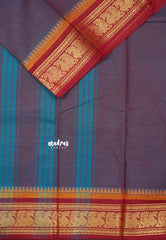 Muted violet - Classic Kanchi cotton Saree Plain body with Peacock Border - Best for Temple Visit