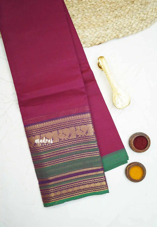 Classic Kanchi cotton big multi border  - Magenta