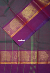 Dual Shade Magenta - Classic Kanchi Cotton Plain Body with Yanai Border and No Blouse - Best for Small Functions