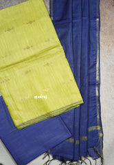 Neon Green - South cotton silk 3 piece salwar suit with zari Highlights