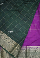 Avantika - Crushed Semi Mysore silk with checks - Magenta Purple