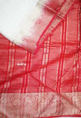 Avantika - Crushed Semi Mysore silk with checks - White