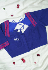 Navy Blue - Customised Mangalgiri Cotton Ready Made Blouse